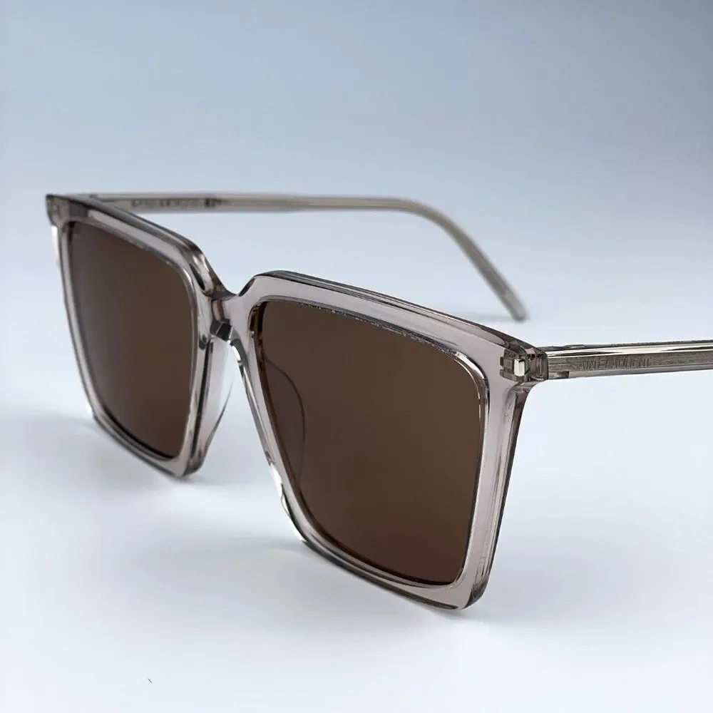SALE! NEW Saint Laurent SL474 003 Nude Brown Square Unisex Sunglasses